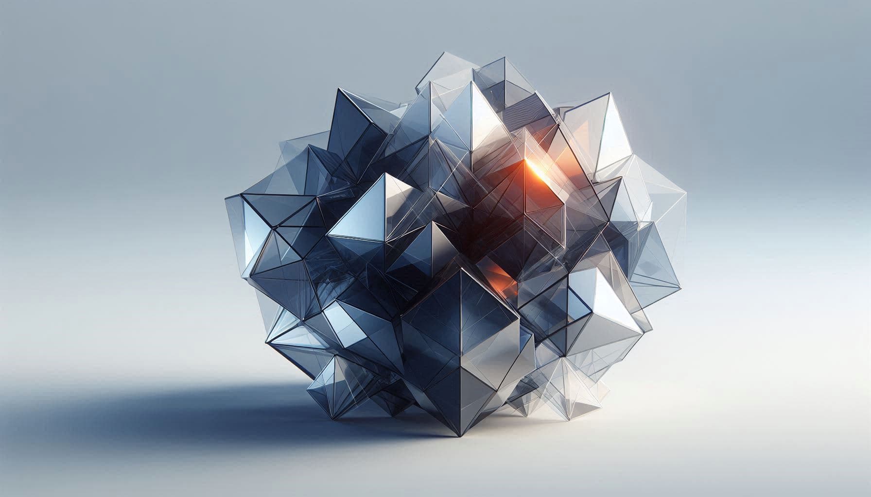 Abstract visualization of strategic clarity — light refracting through geometric forms
